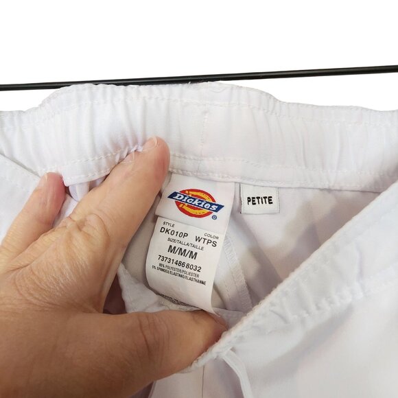 Dickies EDS Essentials Womens Petite White Scrub Pants Drawstring Elastic Waist - Picture 5 of 5